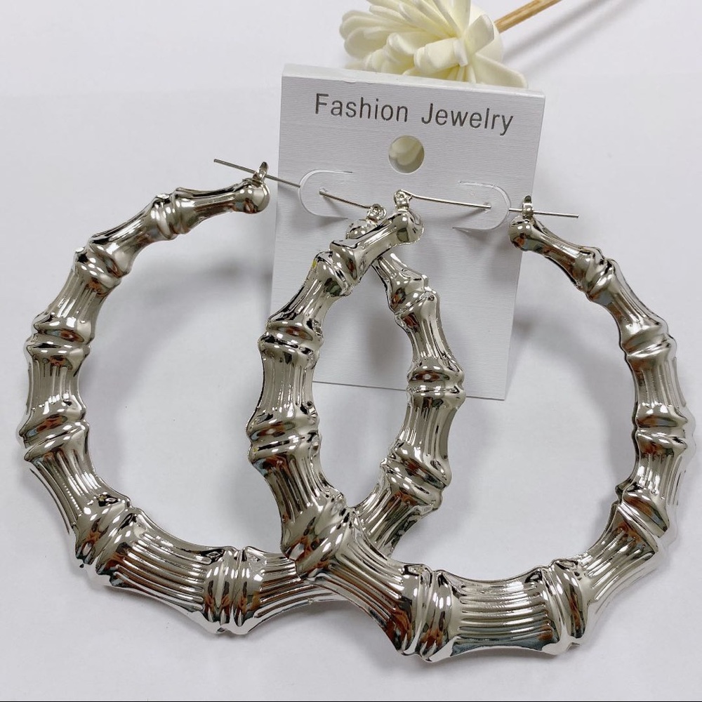 Silver bamboo earrings